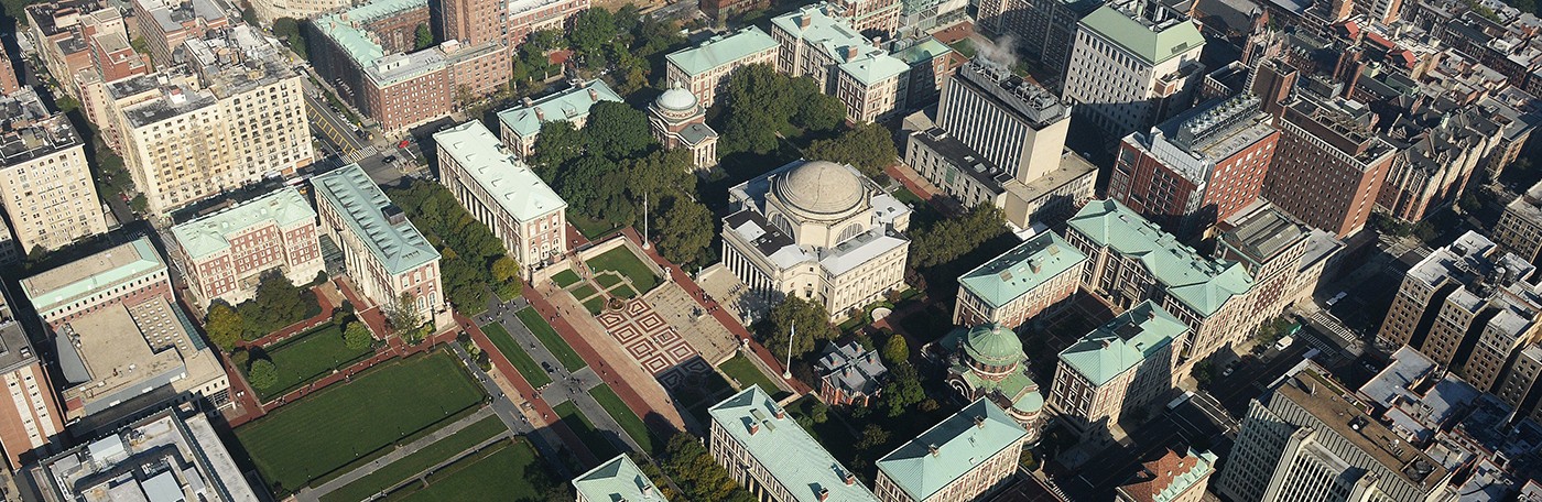 Aerial view of  Columbia University's Morningside Heights campus