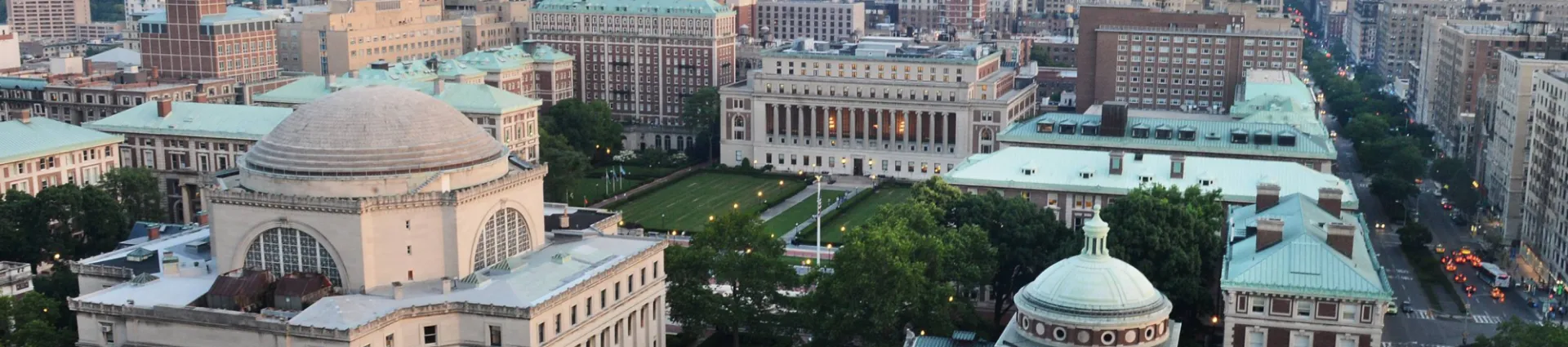 Aerial view of  Columbia University's Morningside Heights campus