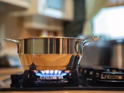 pot over open flame on gas stove