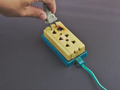 extension chord with burnt outled