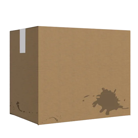 box with oil stains