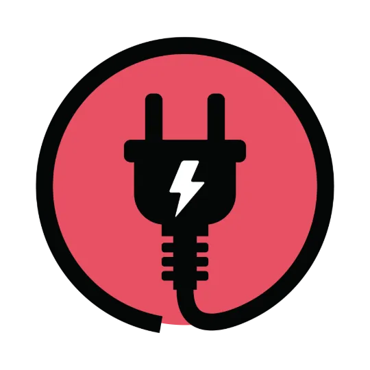 plug with red circle behind